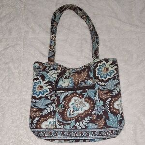 Vera Bradley Floral Brown and Blue Tote Bag